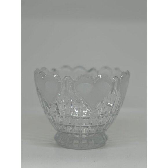 VTG 1986 FTDA Satin Hearts 24% Lead Crystal Bowl / Vase Square Cut - Picture 3 of 5